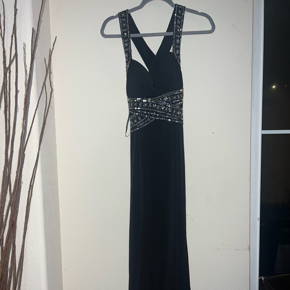 Hailey Logan by Adrianna Papell Black Beaded Gown